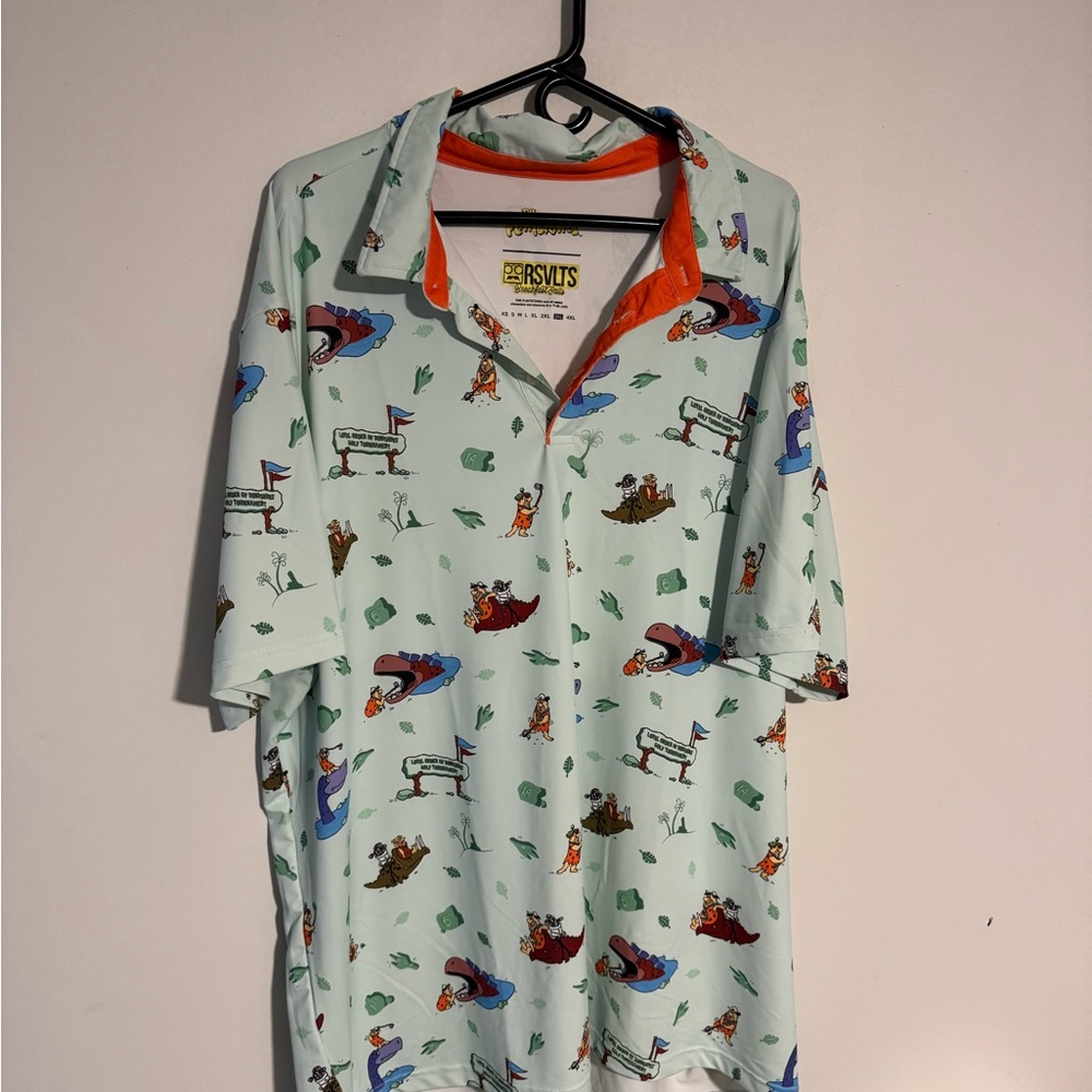 RSVLTS Men's Light Blue Polo with Playful Graphics